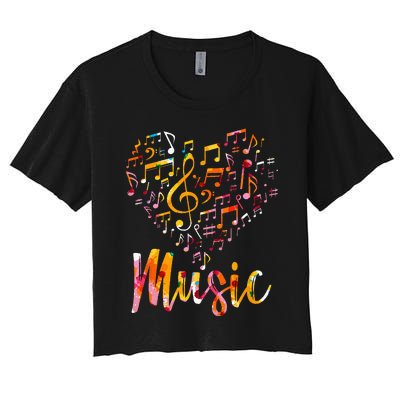 Musician Gift Musical Instrument Music Notes Treble Clef Women's Crop Top Tee