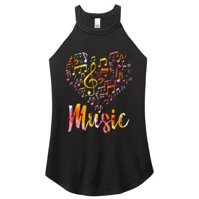 Musician Gift Musical Instrument Music Notes Treble Clef Women’s Perfect Tri Rocker Tank