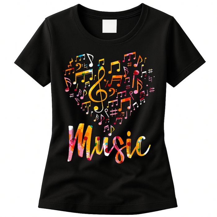 Musician Gift Musical Instrument Music Notes Treble Clef Women's T-Shirt