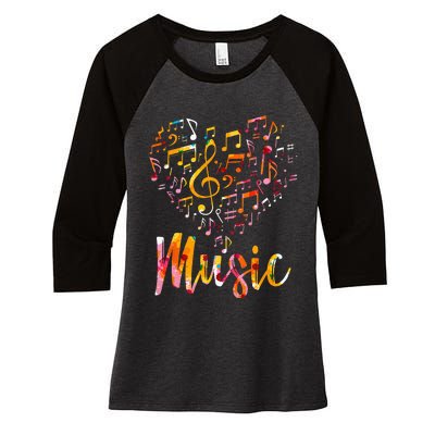 Musician Gift Musical Instrument Music Notes Treble Clef Women's Tri-Blend 3/4-Sleeve Raglan Shirt