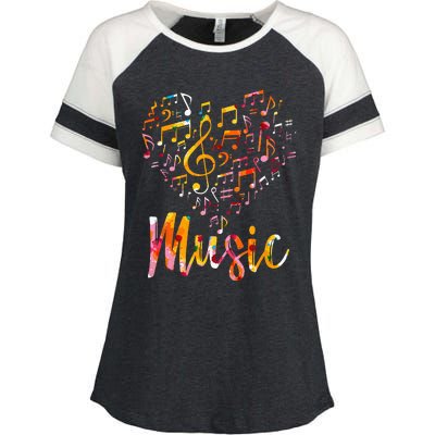 Musician Gift Musical Instrument Music Notes Treble Clef Enza Ladies Jersey Colorblock Tee