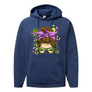 Mardi Gras Messy Bun Costume Party Gift Performance Fleece Hoodie