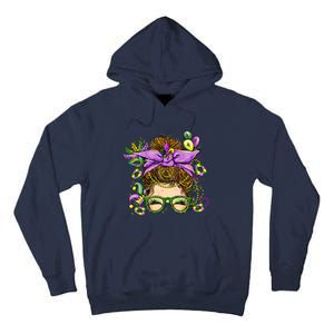 Mardi Gras Messy Bun Costume Party Gift Tall Hoodie