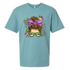 Mardi Gras Messy Bun Costume Party Gift Sueded Cloud Jersey T-Shirt