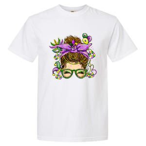 Mardi Gras Messy Bun Costume Party Gift Garment-Dyed Heavyweight T-Shirt