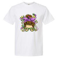 Mardi Gras Messy Bun Costume Party Gift Garment-Dyed Heavyweight T-Shirt