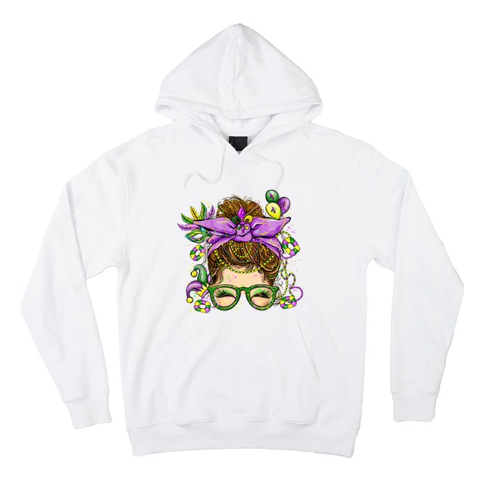 Mardi Gras Messy Bun Costume Party Gift Hoodie