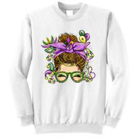 Mardi Gras Messy Bun Costume Party Gift Sweatshirt