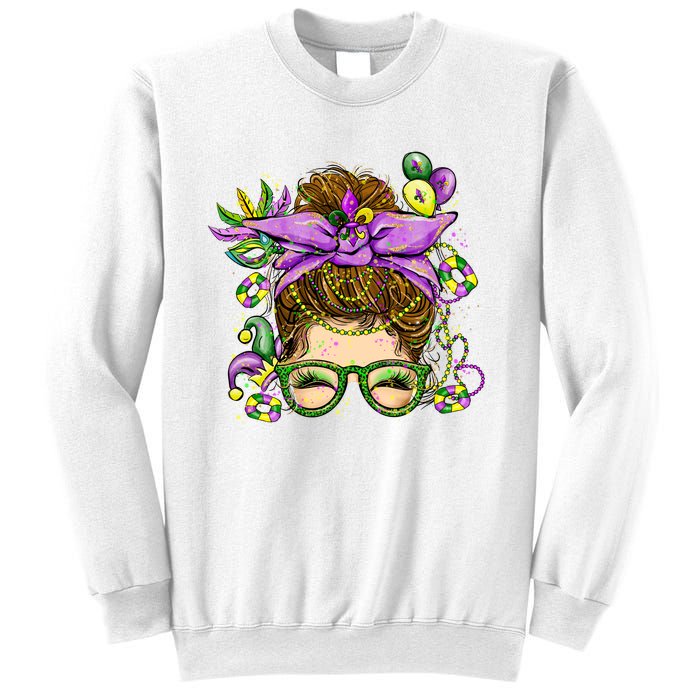 Mardi Gras Messy Bun Costume Party Gift Sweatshirt