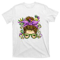 Mardi Gras Messy Bun Costume Party Gift T-Shirt