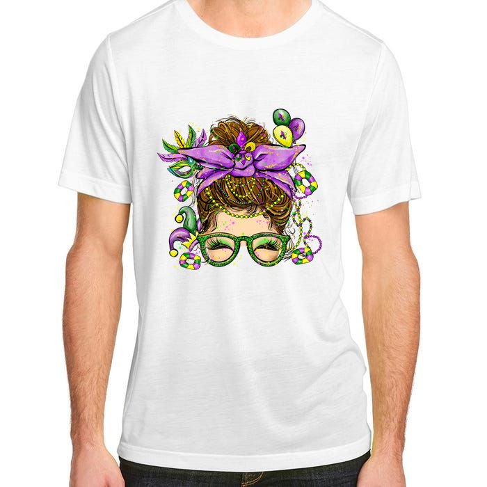 Mardi Gras Messy Bun Costume Party Gift Adult ChromaSoft Performance T-Shirt