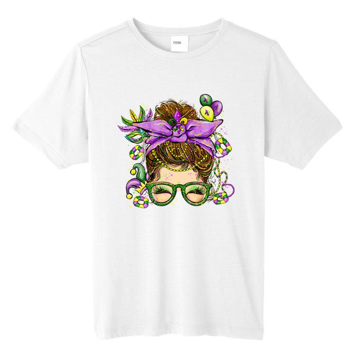 Mardi Gras Messy Bun Costume Party Gift Tall Fusion ChromaSoft Performance T-Shirt