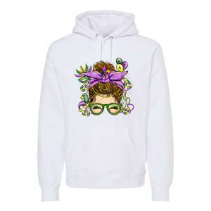 Mardi Gras Messy Bun Costume Party Gift Premium Hoodie