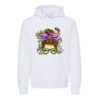 Mardi Gras Messy Bun Costume Party Gift Premium Hoodie