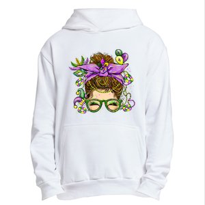 Mardi Gras Messy Bun Costume Party Gift Urban Pullover Hoodie