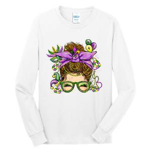 Mardi Gras Messy Bun Costume Party Gift Tall Long Sleeve T-Shirt