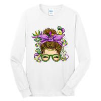 Mardi Gras Messy Bun Costume Party Gift Tall Long Sleeve T-Shirt