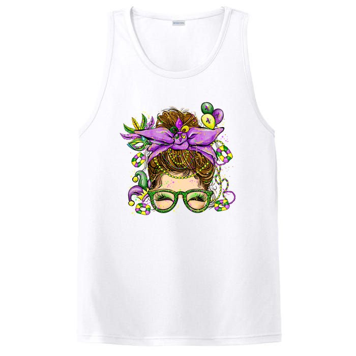 Mardi Gras Messy Bun Costume Party Gift PosiCharge Competitor Tank