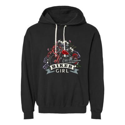 Motorcycle Girl Motorbike Motorcyclist Biker Girl Garment-Dyed Fleece Hoodie