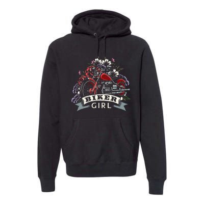 Motorcycle Girl Motorbike Motorcyclist Biker Girl Premium Hoodie