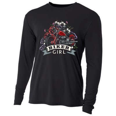 Motorcycle Girl Motorbike Motorcyclist Biker Girl Cooling Performance Long Sleeve Crew