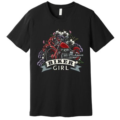 Motorcycle Girl Motorbike Motorcyclist Biker Girl Premium T-Shirt