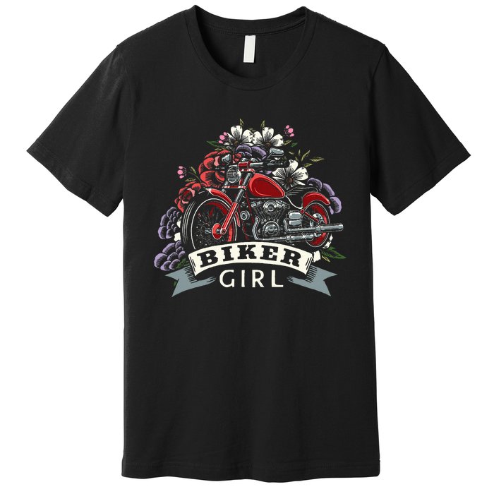 Motorcycle Girl Motorbike Motorcyclist Biker Girl Premium T-Shirt