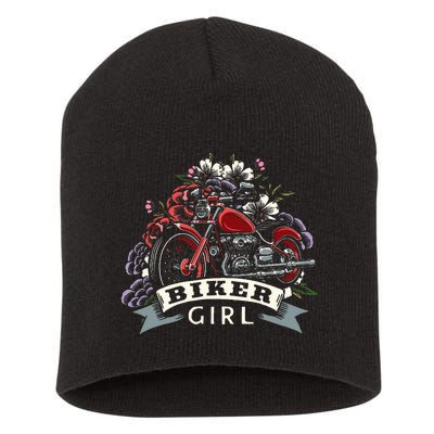 Motorcycle Girl Motorbike Motorcyclist Biker Girl Short Acrylic Beanie