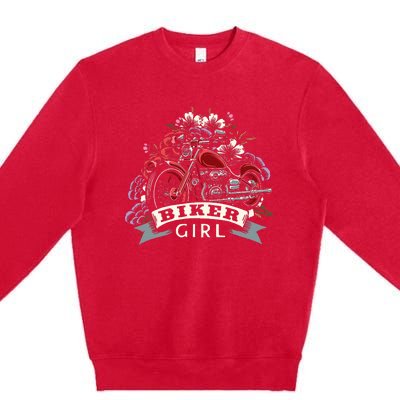 Motorcycle Girl Motorbike Motorcyclist Biker Girl Premium Crewneck Sweatshirt