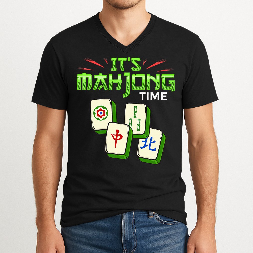 Mahjong Game Mah Jongg Online Player Tile V-Neck T-Shirt