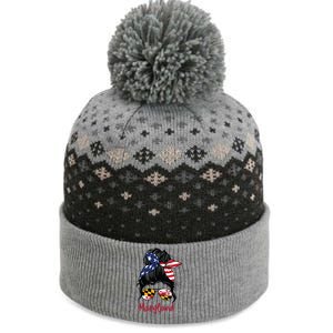 Maryland Girl Maryland Flag State Girlfriend Messy Bun The Baniff Cuffed Pom Beanie