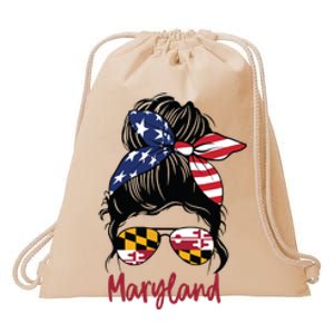 Maryland Girl Maryland Flag State Girlfriend Messy Bun Drawstring Bag