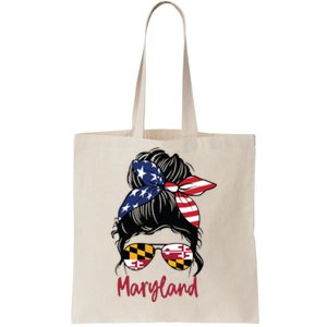 Maryland Girl Maryland Flag State Girlfriend Messy Bun Tote Bag