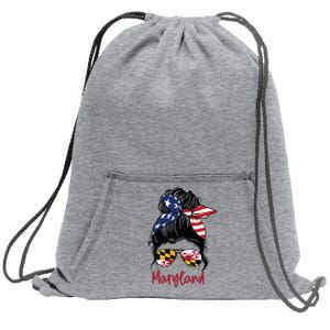 Maryland Girl Maryland Flag State Girlfriend Messy Bun Sweatshirt Cinch Pack Bag