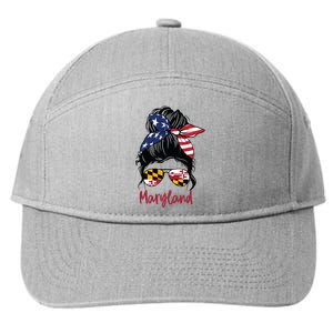 Maryland Girl Maryland Flag State Girlfriend Messy Bun 7-Panel Snapback Hat