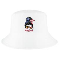 Maryland Girl Maryland Flag State Girlfriend Messy Bun Cool Comfort Performance Bucket Hat