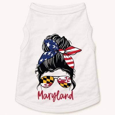 Maryland Girl Maryland Flag State Girlfriend Messy Bun Doggie Tank