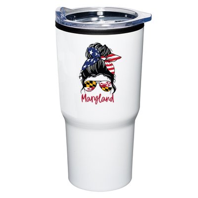 Maryland Girl Maryland Flag State Girlfriend Messy Bun Tumbler