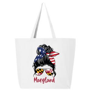 Maryland Girl Maryland Flag State Girlfriend Messy Bun 25L Jumbo Tote