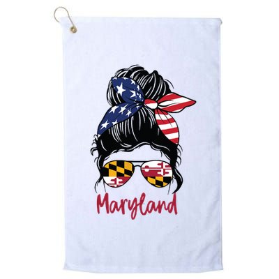 Maryland Girl Maryland Flag State Girlfriend Messy Bun Golf Towel