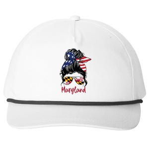 Maryland Girl Maryland Flag State Girlfriend Messy Bun Snapback Five-Panel Rope Hat