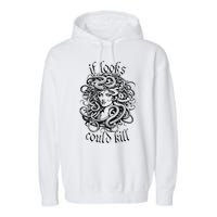 Medusa Greek Mythology Gorgon Pun Garment-Dyed Fleece Hoodie