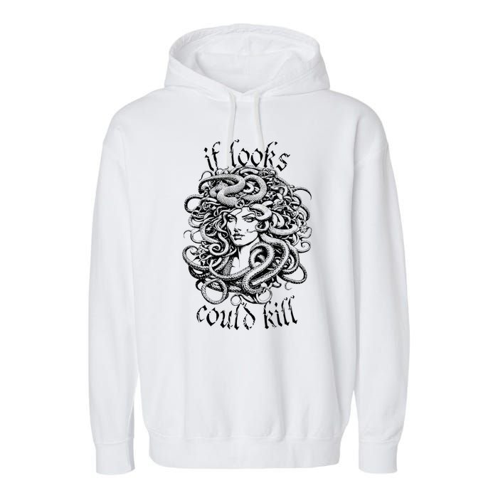 Medusa Greek Mythology Gorgon Pun Garment-Dyed Fleece Hoodie