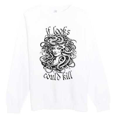 Medusa Greek Mythology Gorgon Pun Premium Crewneck Sweatshirt