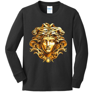 Medusahead Greek Mythology Ancient Snake Hair Kids Long Sleeve Shirt