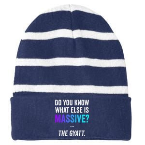 Massive Gaming Meme Funny Gen Alpha Gen Z Slang Gyatt Striped Beanie with Solid Band