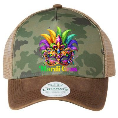 Mardi Gras Mask Feather Party Mardi Gras Carnival Mask Fleur De Lis Legacy Tie Dye Trucker Hat