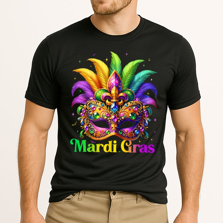 Mardi Gras Mask Feather Party Mardi Gras Carnival Mask Fleur De Lis Cooling Performance Crew T-Shirt