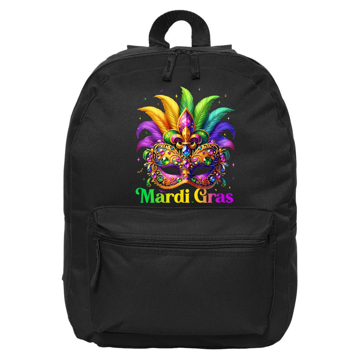 Mardi Gras Mask Feather Party Mardi Gras Carnival Mask Fleur De Lis 16 in Basic Backpack