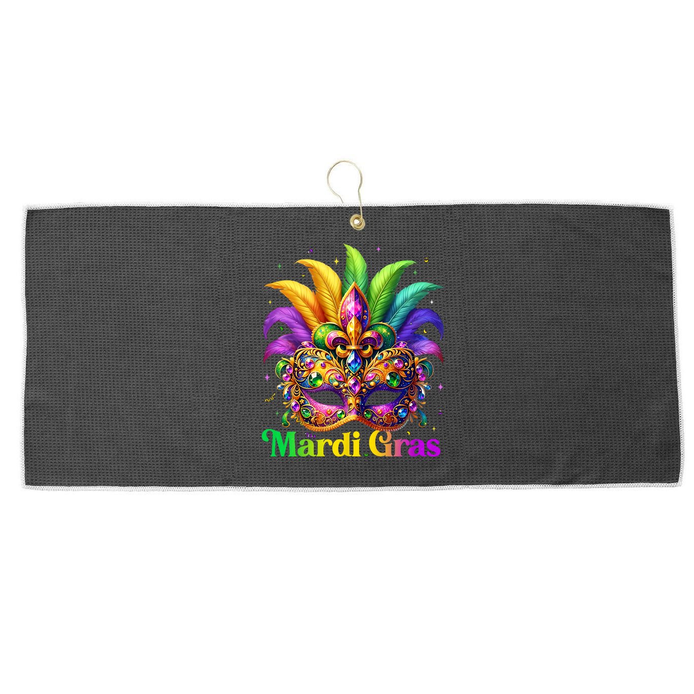 Mardi Gras Mask Feather Party Mardi Gras Carnival Mask Fleur De Lis Large Microfiber Waffle Golf Towel